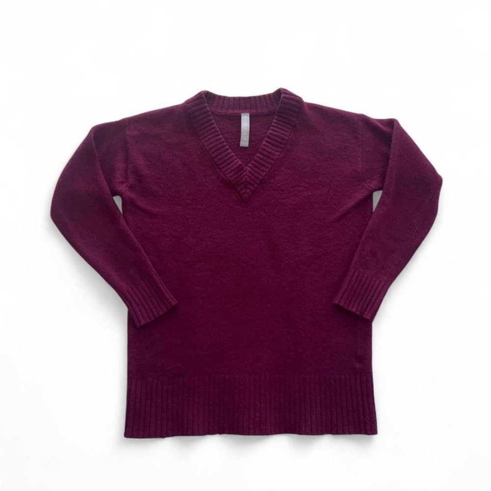 Athleta Vital Soft Cozy Wool Cashmere V-Neck Tunic Sweater Size XS Maroon